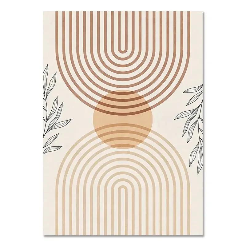 Bohemian Light Block Canvas Poster Vintage Minimalist Line Leaf Wall Art Prints For Modern Living Room & Scandinavian Home Decor