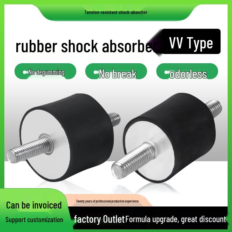 VV Type Rubber Shock Absorber with Dual External Threaded Rods - Industrial Vibration Dampening Silent Buffer Pad NHE01