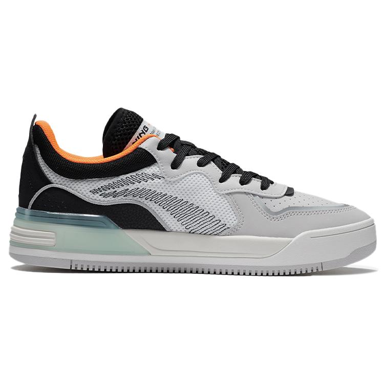Li Ning Wave V1 Slip Resistant Abrasion Resistant Low top Skateboard Shoes Men's Gray Black AGCS029-2