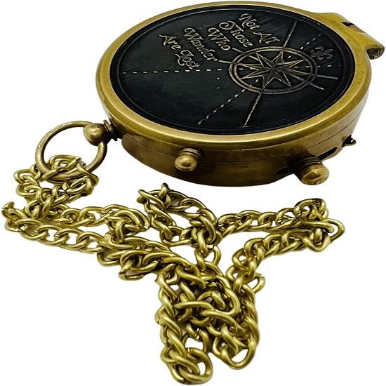Wander Who  Are Lost Brass Gift, Engraved Compass, Graduation Day, Baptism, Communion, Confirmation Day