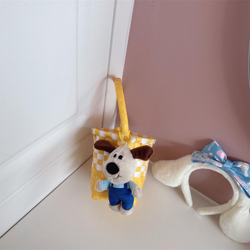 Adorable Summer Woven Kids Handbag Fashionable Plaid Children Shoulder Bag жёлтый