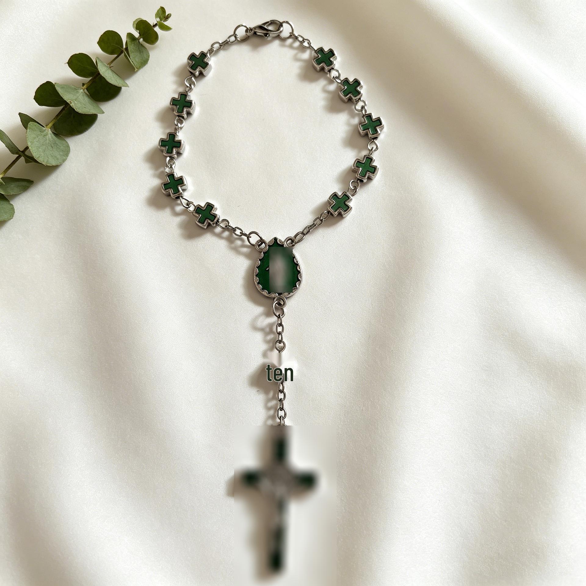 European & American Light Luxury Virgin Mary Crucifix Cross Bracelet - Women s Creative Accessory Electroplated
