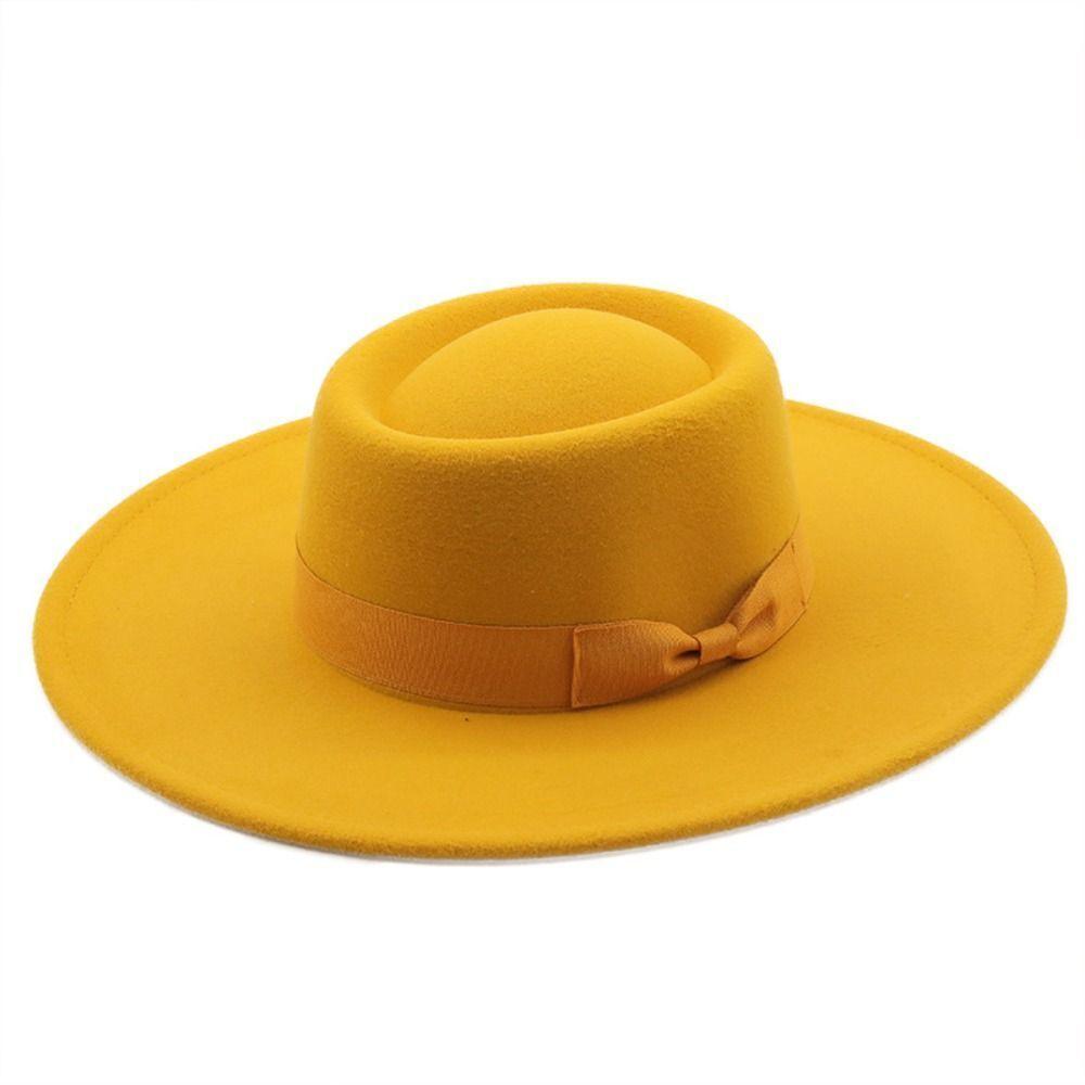 Damen Vintage Elegant Derby Fedora Bowler Hut Breiter Rand 100% Polyester Sport Outdoor Angeln Party
