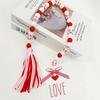 Love Wood Beads Garland Valentine’s Day Tiered Tray Decors Beaded Garland with Tassels Pendant Party Home Decoration Accessories