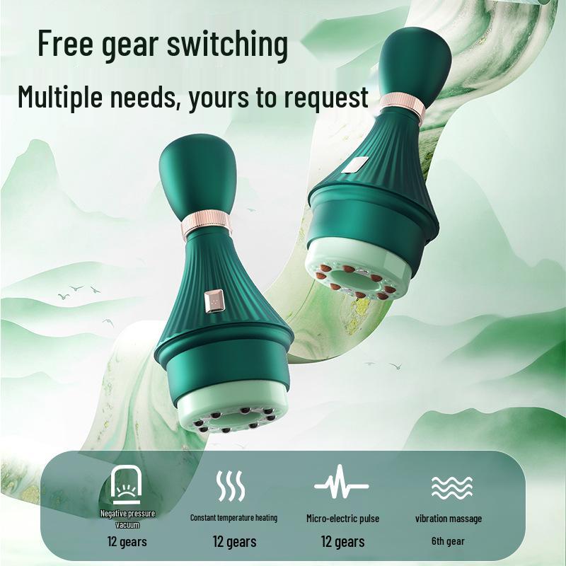 Portable Heated Electric Cupping Device for Full-Body Therapy, Meridian Brushing, and Gua Sha Scraping