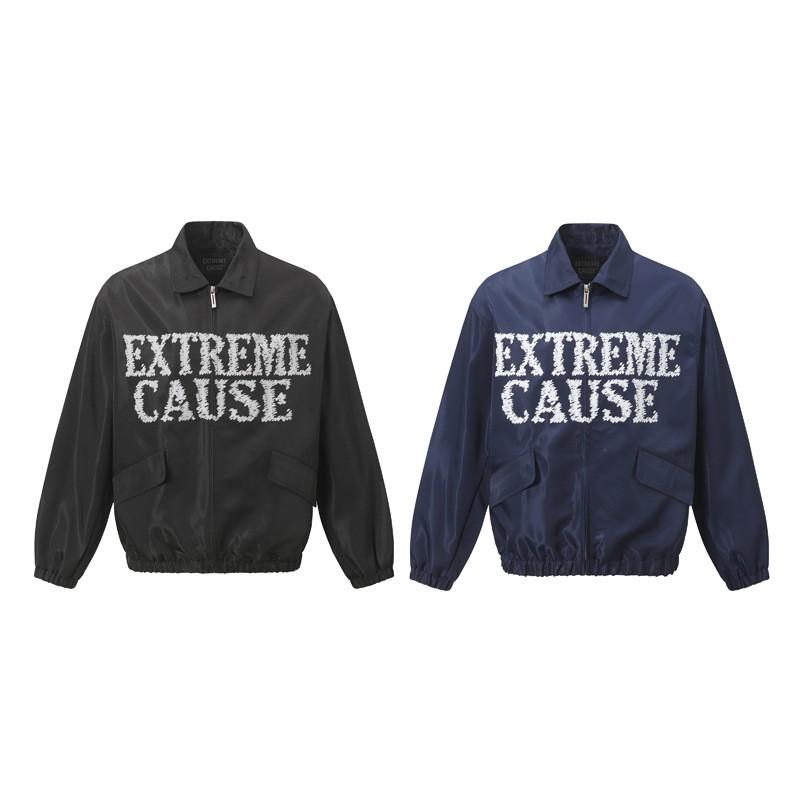 Unisex Streetwear Oversized Zip-Up Jacket With Retro Mirror Letter Print Collar Lapel Loose Fit Fall