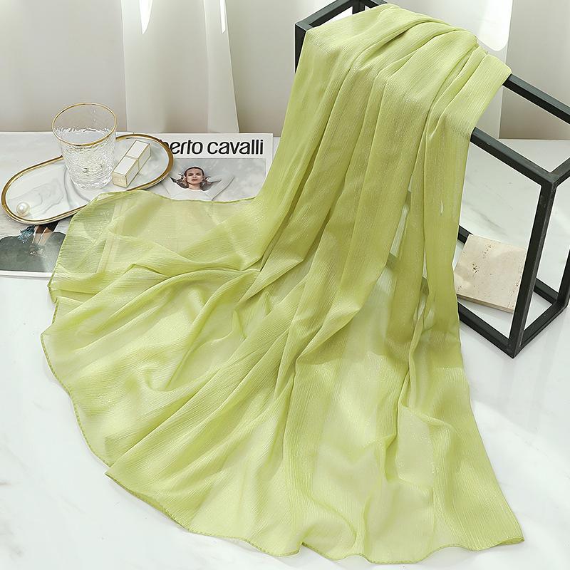 170X70Cm Silk Scarf Shawl Solid Southeast Asian Headscarf Large Travel Shawl Versatile Textured Chiffon Scarf Wrap Poncho Hijabs