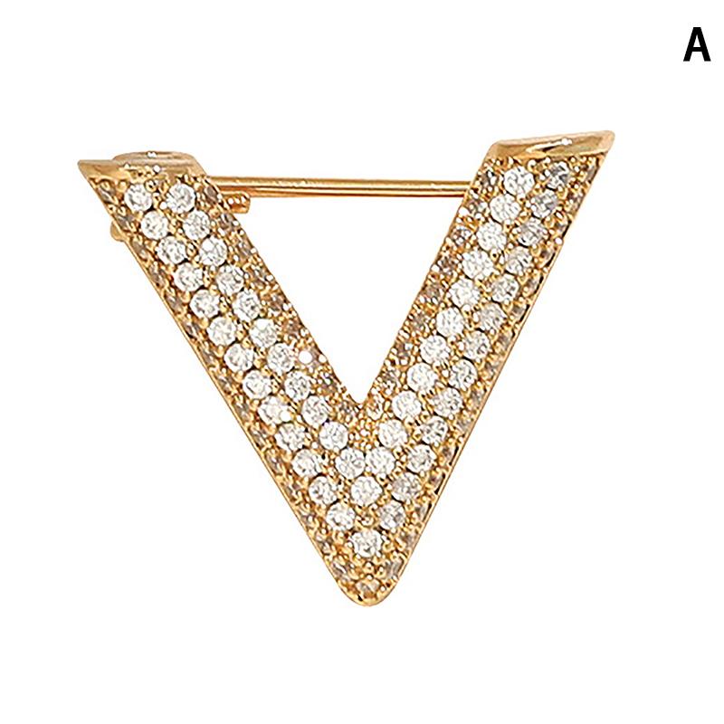V Shaped Brooches For Women Metal Anti-Glare Lapel Pin Fixed Clothes Pins Sweater Coat Clothing Accessories
