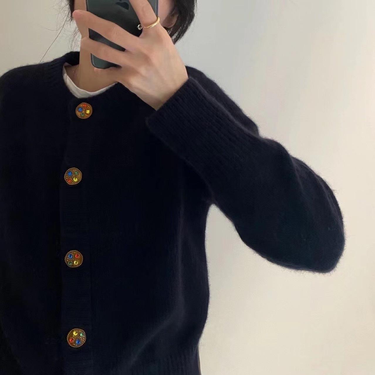 

Ленивый ветер красный дизайн чувство ниша осень и зима верхняя одежда зима новый свитер куртка кардиган женский вязаный свитер One size чёрный