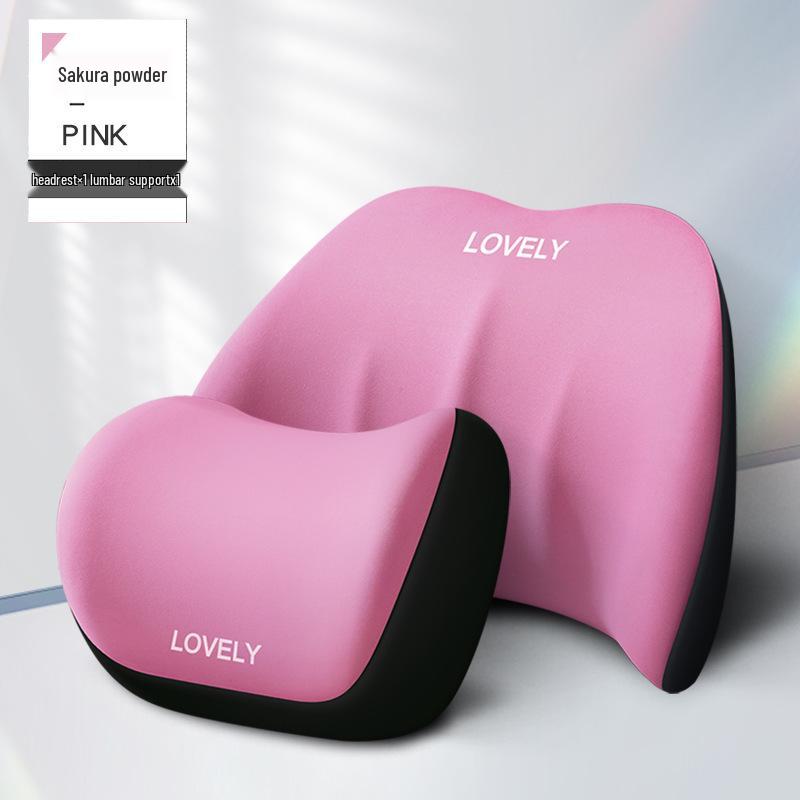 Car Memory Foam Headrest and Lumbar Support Cushion Set