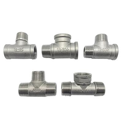 1/4" 3/8" 1/2" 3/4" 1" 1-1/4" 1-1/2" 2" BSP Male Female Tee 3 Ways Splitter 304 Stainless Steel Pipe Fitting Connector Water Gas