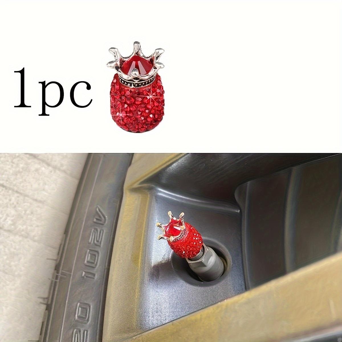 

Корона ручной работы со сверкающими кристаллами и стразами, клапаны шин для колес автомобиля: Привлекательные пылезащитные автомобильные аксессуары, универсальные колпачки клапанов для большинства автомобилей красный