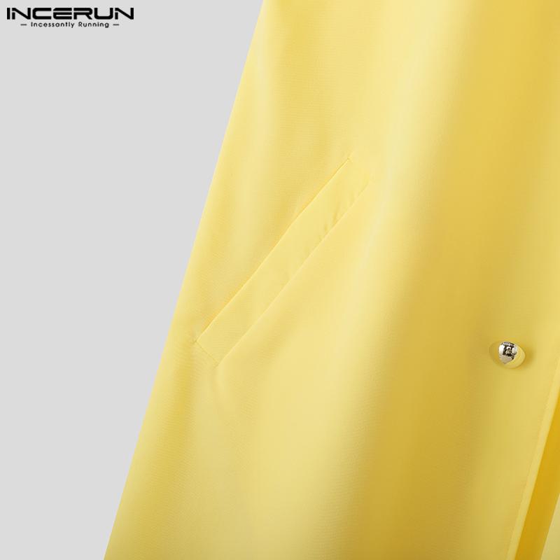 INCERUN Men Satnd Neck Sleeveless Open Front Decorative Buttons Casual Long Cardigan