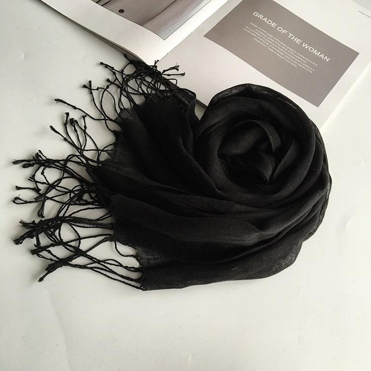 Japan And Korea Small Fresh Linen Solid Color Scarf 25 Colors, Long-Term Stock, Support