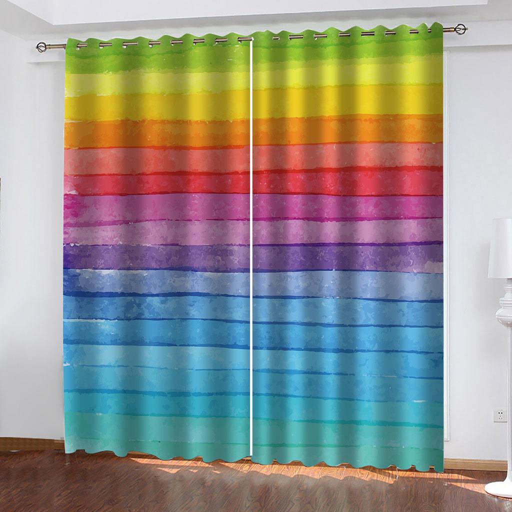 HUANZHUANG Curtain for Kids Room Multicoloured and Gorgeous Print Bedroom Set, Curtains for Living Room Window Treatment Drapes