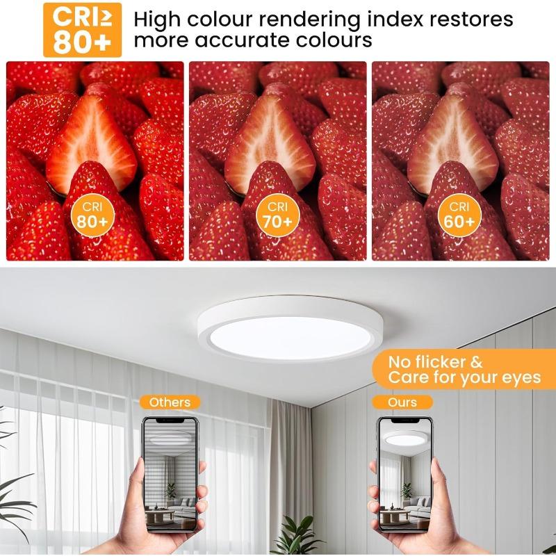 23cm LED Ceiling Light Bathroom Light 24W 2664lm 120W Equivalent 6500K Cool White IP44 Waterproof Small Modern Ultra Thin Round Flush for Kitchen