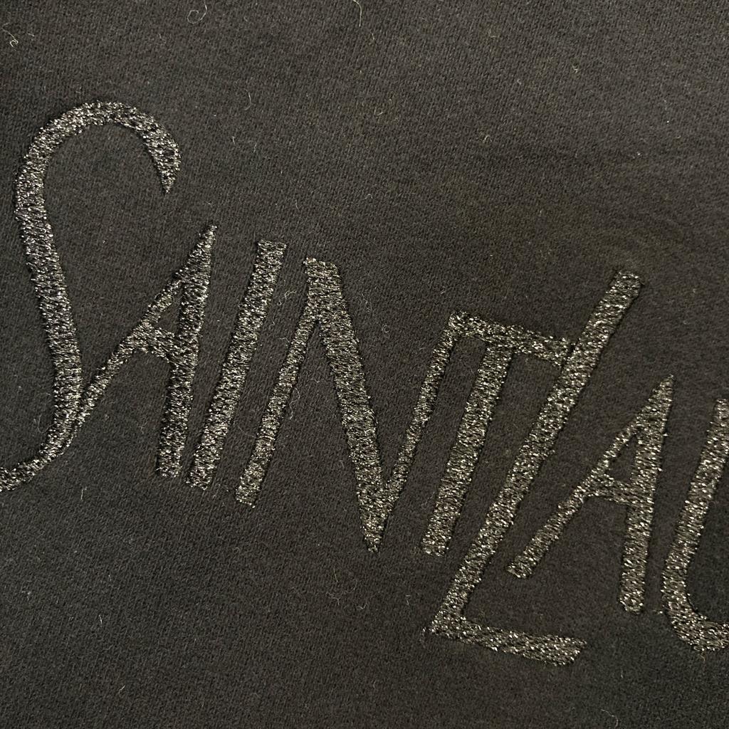 Yves Saint-Laurent 23ss 720944 Glitter Logo Sweat Trainer Tops S blackUsed