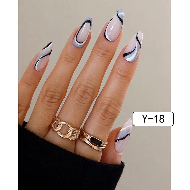 Y1 Fake Nail Sticker Wearing Nail Finished Nail Piece Removable Blush Nail Girl Cat Eye Gradual Change Nail Patch