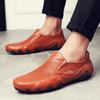 Leather Shoes Men Summer Quality Breathable Casual Punching Leather Hollow Out Shoes Male Slip on Men Comfortable Loafers Shoes