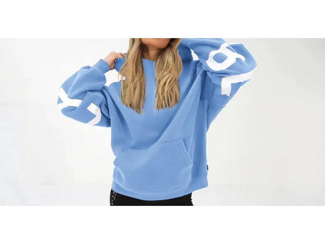 

Women s Large Letter Print Fleece Hoodie - Loose Fit Sweatshirt for Spring & Autumn M