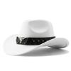 Hot Sale Western Cowboy Hat Wide Brim Belt Buckle Retro Riding Top Hat Fedora Hat for Women Men