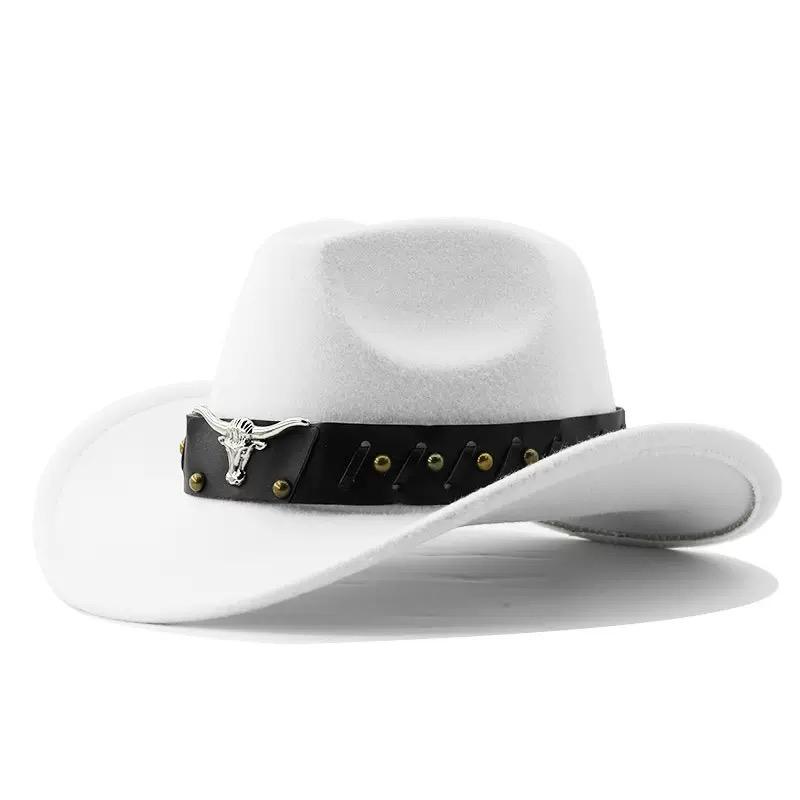 Hot Sale Western Cowboy Hat Wide Brim Belt Buckle Retro Riding Top Hat Fedora Hat for Women Men