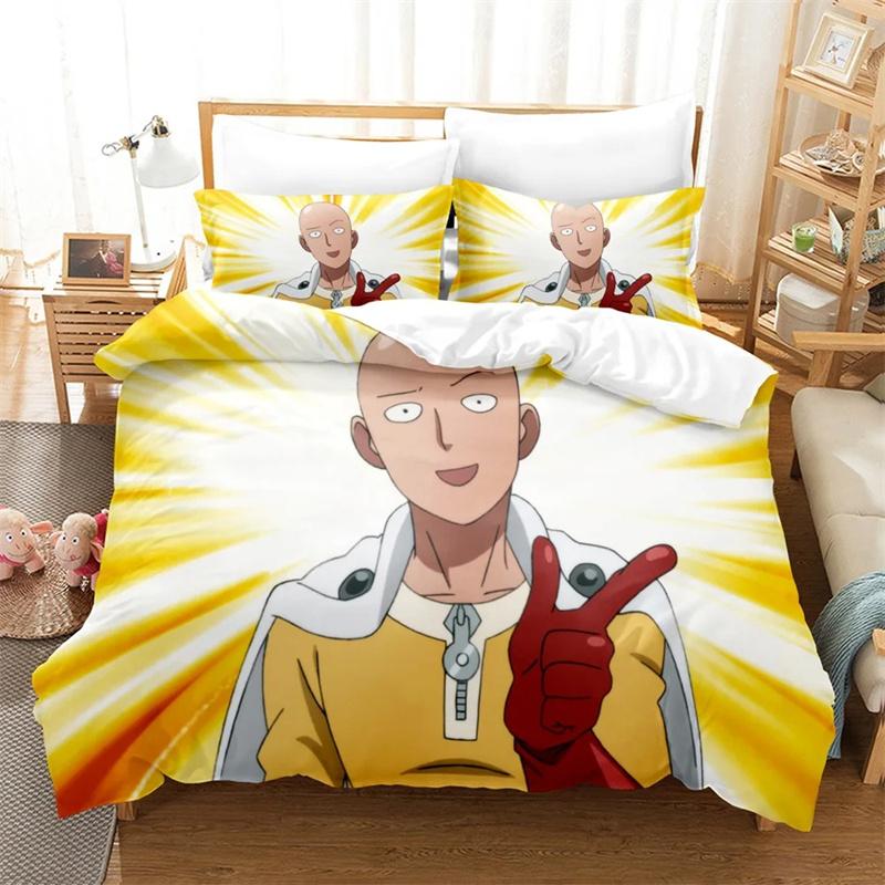 Classic Cozy King Queen Twin Anime One Punch Man Saitama Bed Size Boys Girls Comforter Quilt