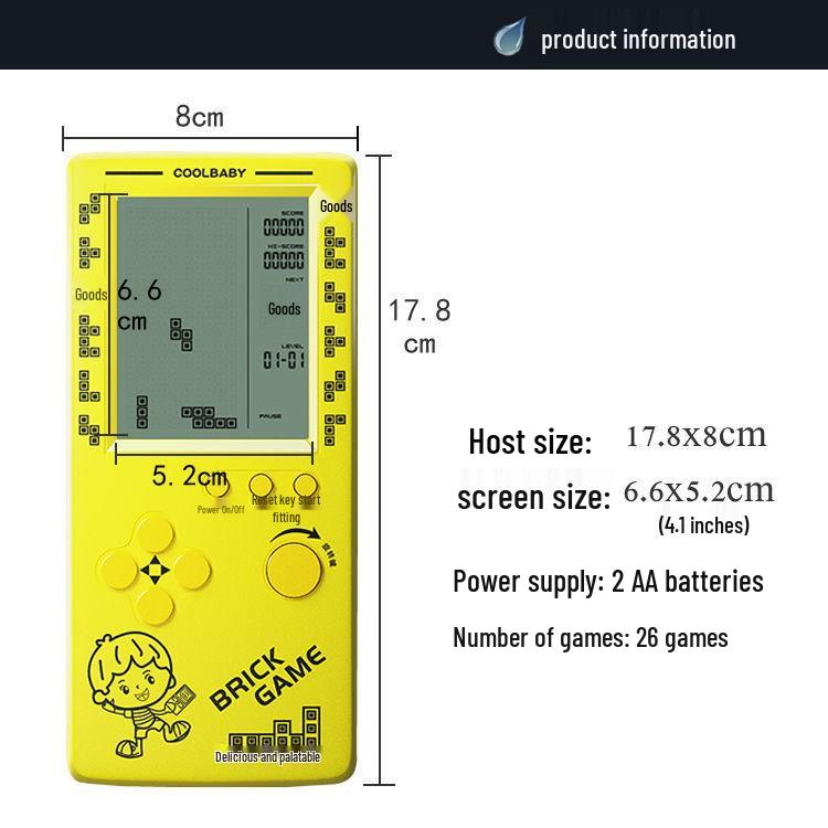 4,1-Zoll Retro Tetris Spielkonsole: Handheld Lernspielzeug für Kinder im Vintage-Stil