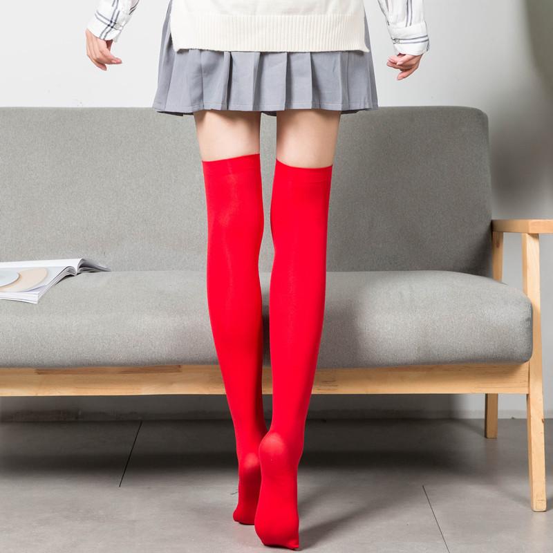 Samtstrümpfe Japanische Hohe Strümpfe Damenrock Stiefelstrümpfe Frühling und Herbst Undurchlässiges Fleisch Studentenstrümpfe Süßigkeitenstrümpfe Großes Rot