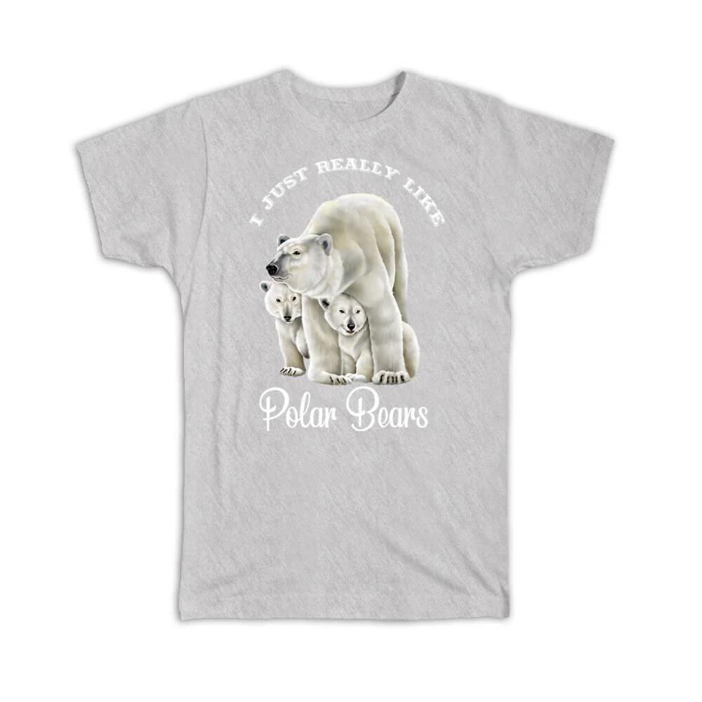 Gift T-Shirt : Sweet Polar Bears Family Drawing Cute For Nursery Baby Room Wild S