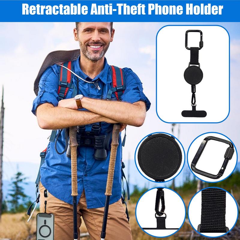 Anti-Theft Phone Tether Retractable Phone Lanyard Tether Cellphone Tab Strap with Carabiner Belt Clip Outdoor Cellphone Lanyard