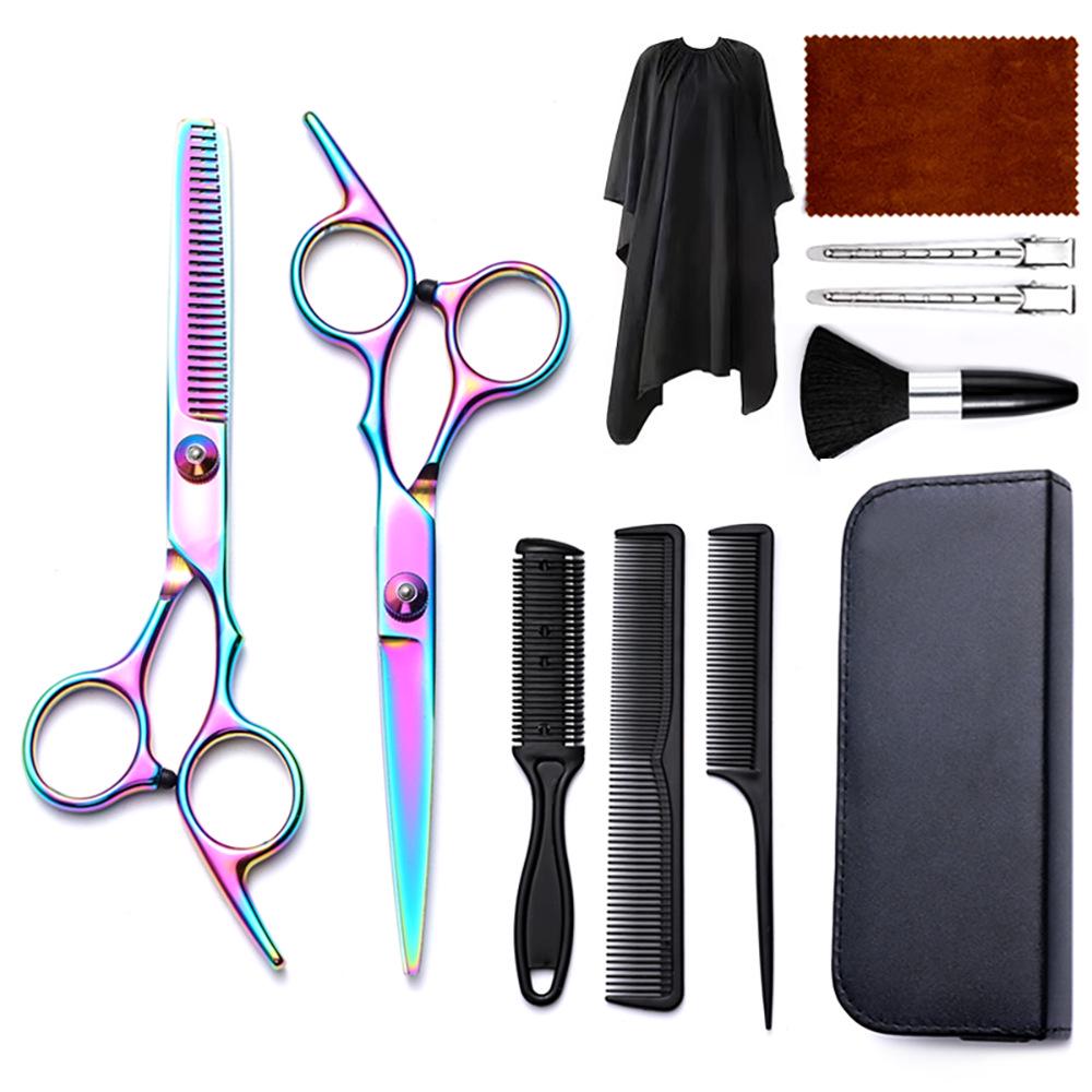 Hairdressing Scissors Set: Colored Straight-Tooth & Thinning Bangs Scissors for Professional Stylists
