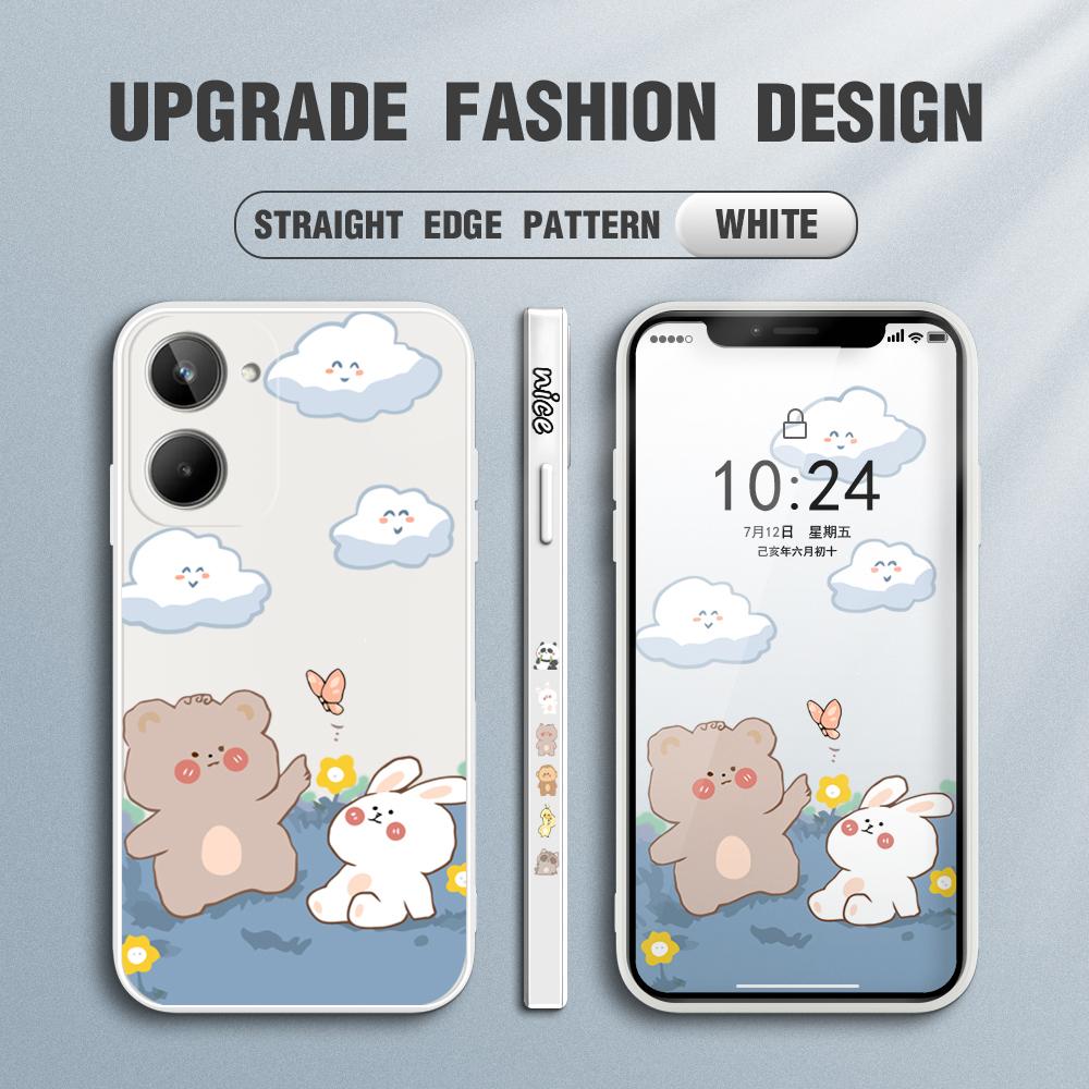 Lovely Cute Cartoon Phone Case for IPhone 14 13 12 11 Samsung Galaxy S23 S22 A52 A52S Soft Full Protection Square Liquid Silicone Cover