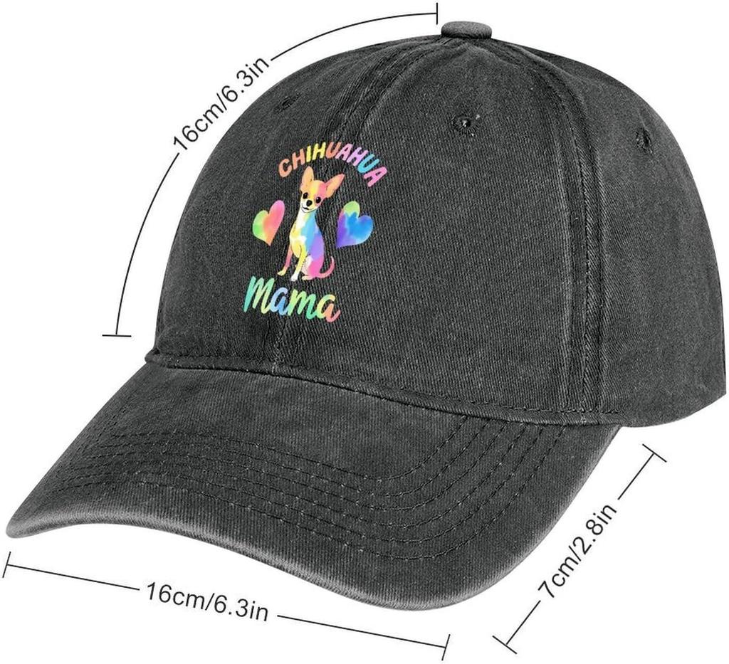 Chihuahua Mama Dog Rainbow Tie Dye Print Baseball Cap Adjustable Cotton Casual Hat