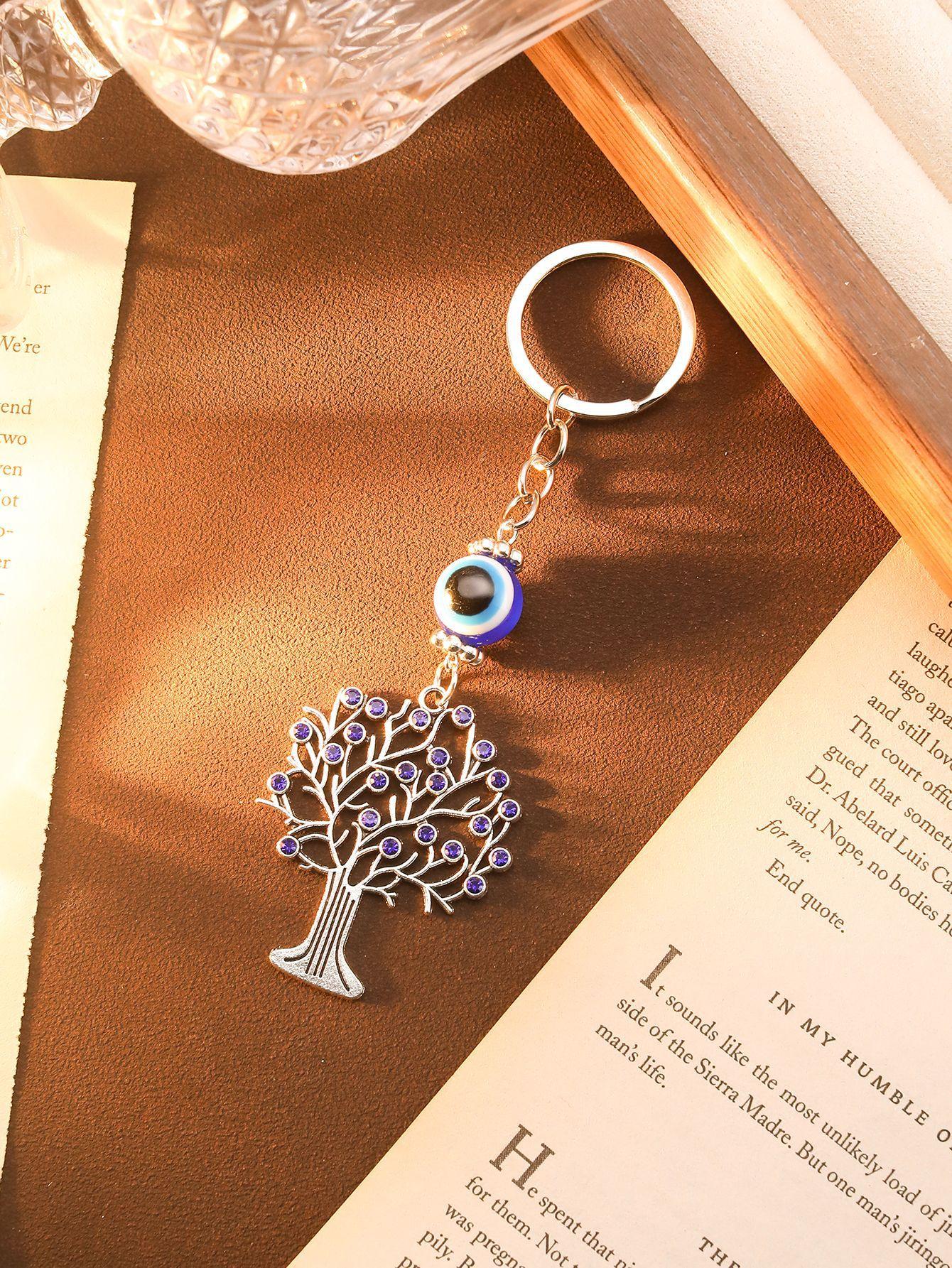 

Retro Ethnic Style Fatima Palm Keychain Tribal Style Devil S Eye Dripping Oil Hollow Pendant