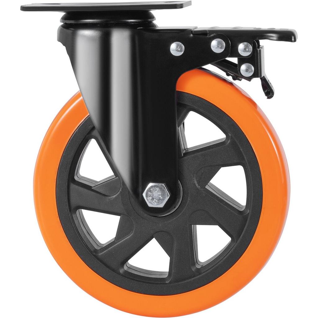 Caster Wheels, 6-inch Swivel Plate Casters, Set of 4, with Security A/B Locking No Noise PVC Wheels, Heavy Duty 700 lbs Load Capacity Per Caster,