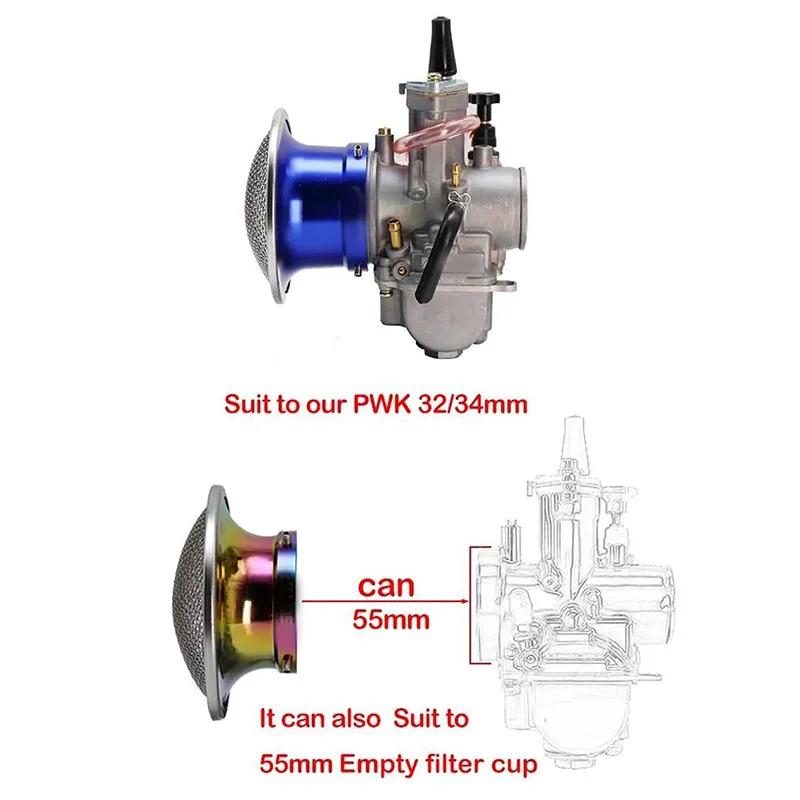 55MM Multicolor Motorcycle Carburetor Air Filter with Mesh Wind Cup For Keihin PWK 32mm 34mm