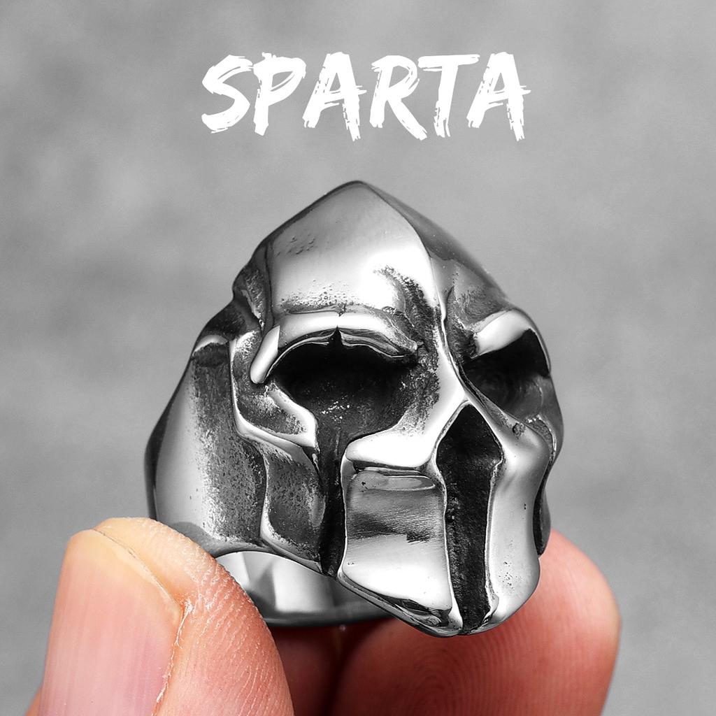 Anéis de aço inoxidável para homens, capacete espartano, guerreiro, caveira, punk rock, gótico, para motociclista, masculino, joia, presente criativo