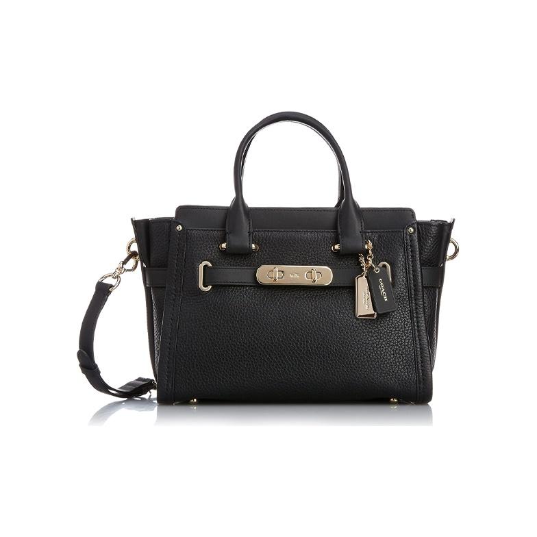

Coach Swagger Large Leather Shoulder Crossbody Bag With Gold Hardware Women bags Black 34816-LIBLK Basic Set (Bag+Dust Bag)