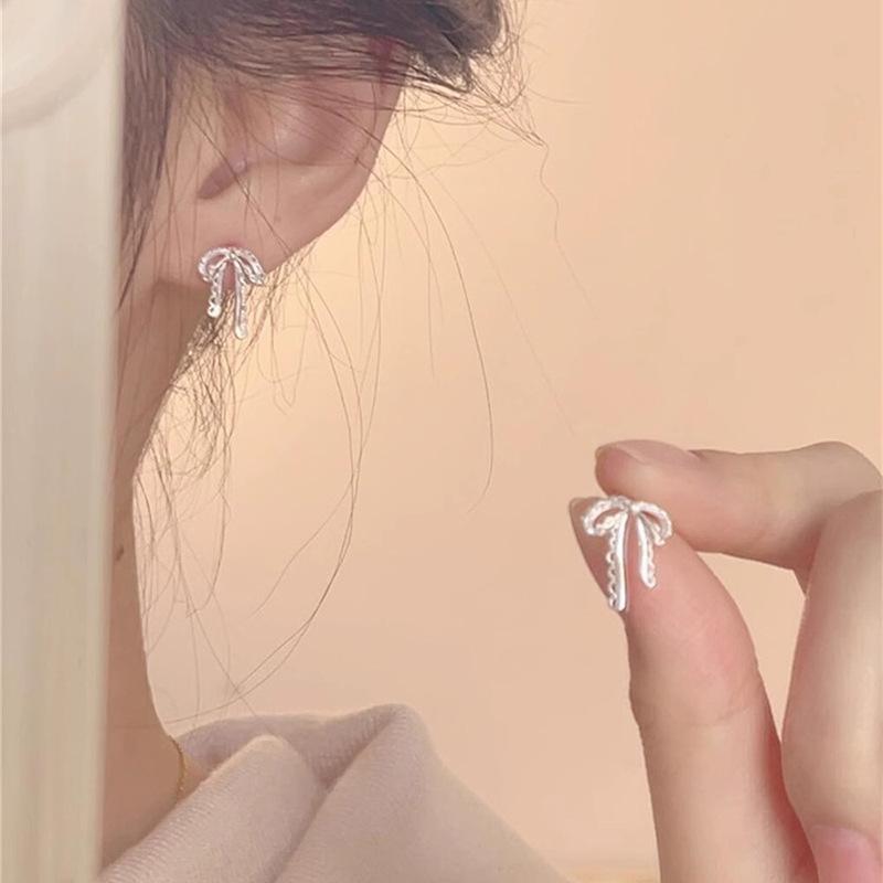 Artistic Ballet Bow Stud Earrings Simple Earrings for Women Unique Delicate Accessories