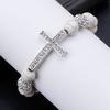 Beading Bracelet White Stone Rhinestone Bangle Natural Stones Beads Men Jewelry Cross Party Gifts