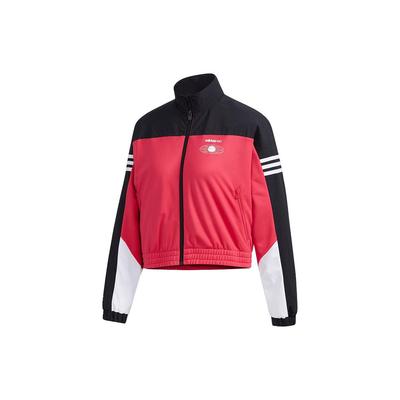 Neo Kurze Farbblock Gestreifte Stehkragen Vintage Lässige Jacke Damen Jacke Rosa GM2313