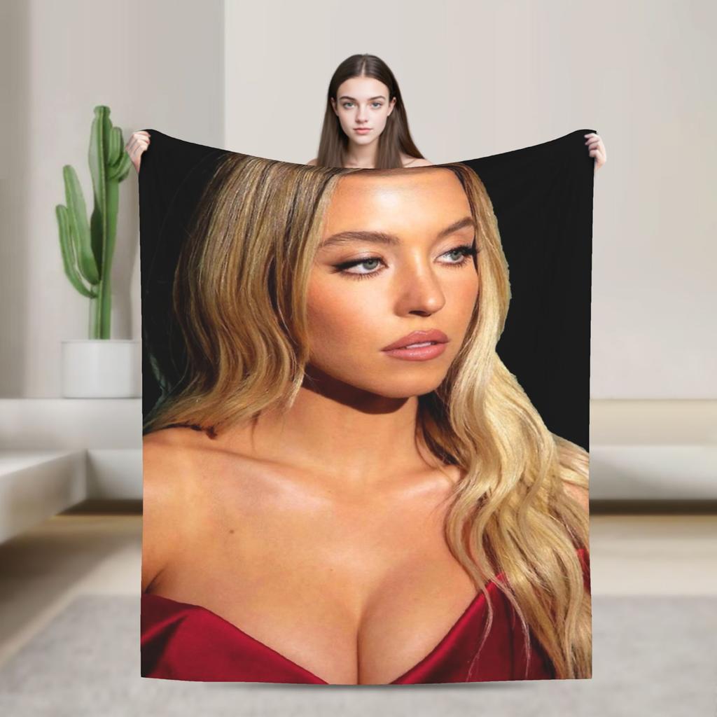 Sydney Sweeney Blanket Super Soft Fashion Plush Throw Blanket For Girls Boys Bedroom Flannel Bedspread Bed Cover