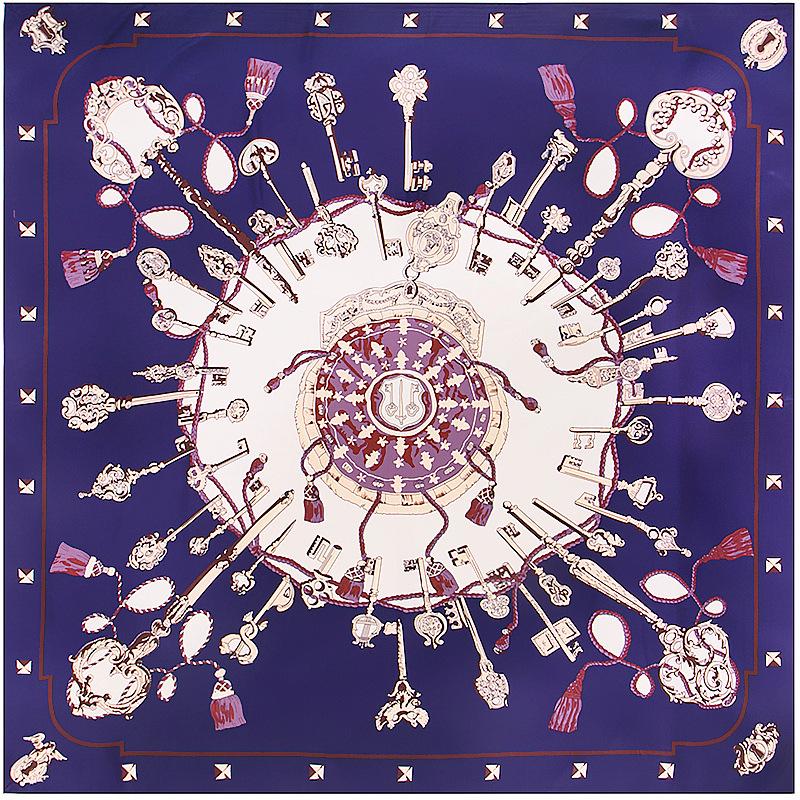 130*130cm TOP Silk White key luxurious Scarves Women Foulard Square Hijab Scarf Ladies Shawl wrap muffler pareo female hijab