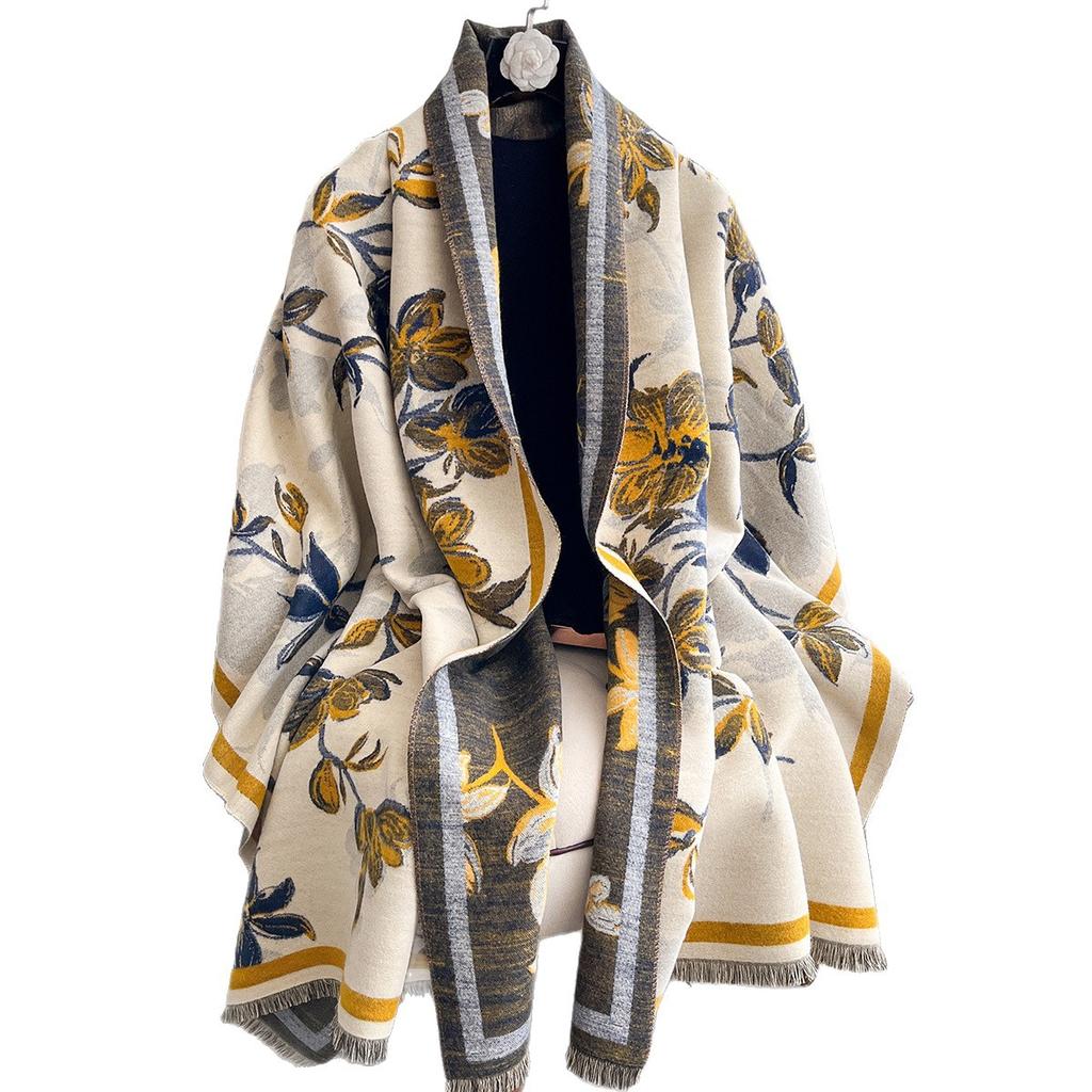 scarf, extended floral fashion and simplicity, universal in all seasons, imitation cashmere thickened women's scarf