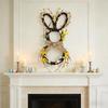 Easter Bunny Rattan Wreath Pendant: Forest-Style Egg Ring Door Hanger Wall Decor