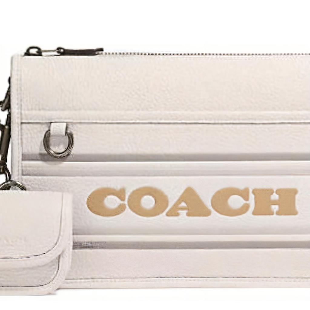 New COACH Heritage Cow Leather Shoulder Bag Crossbody Bag Medium Size Women's White CG998-QBCAH