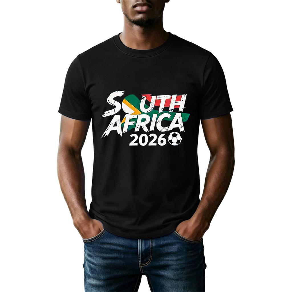 Unisex Voetbal Fan Shirt Zuid-Afrika 2026 Support Shirt Casual Top met Korte Mouwen voor Voetbal Evenementen en Sportactiviteiten