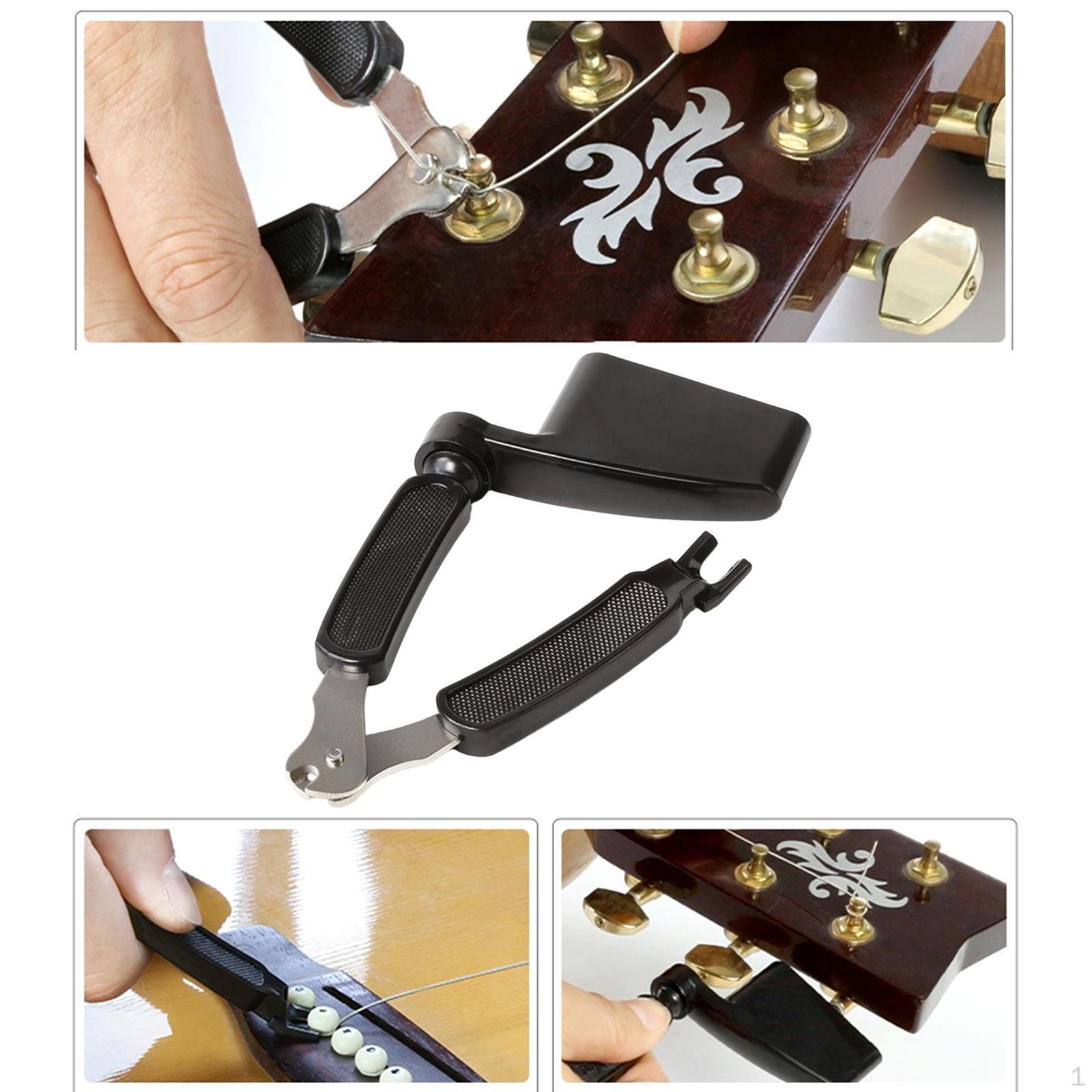 

Guitar String Winder Bridge Pin Puller 3 in 1 Maintenance Compact Practical Cutting