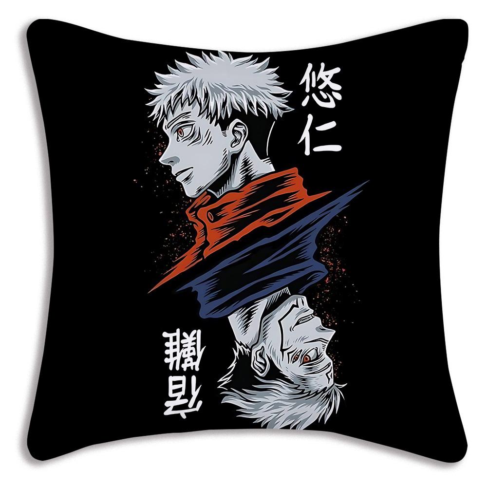 Hot Anime Jujutsu Kaisen Pillow Covers Cartoon Sofa Decorative Home Double-Sided Printing Short Plush Cute Cushion Cover